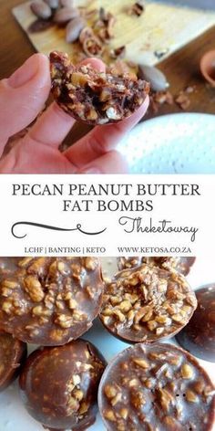 Pecan peanut butter fat bombs Brianna Thomas, Diet Sweets, Holiday Truffles, Weight Watcher Desserts, Food Keto, Keto Candy, Fat Bomb, Fat Bomb Recipe, Pecan Nuts