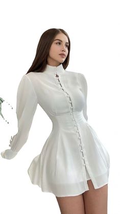 Women's Dress Round Neck Long Sleeve Slim Mid Skirt Solid Color Sexy New Fashion | eBay Evening Midi Dress, Corset Shirt, Elegante Casual, Short Mini Dress, Classy Dress, White Mini Dress, Pretty Dresses, Classy Outfits, Pretty Outfits