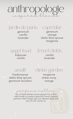 Santal Essential Oil Blend, Anthropologie Essential Oil Recipe, Sea Salt Essential Oil Blend, Westin Hotel Essential Oil Blend, Anthropologie Essential Oil Blend, Anthropologie Diffuser Blend, Essential Oil Perfume Blends, Perfume Blends, Essential Oil Perfumes Recipes