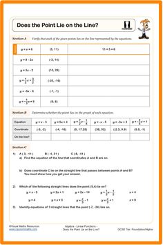 a worksheet for the point line