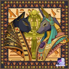 an image of two cats in egyptian style