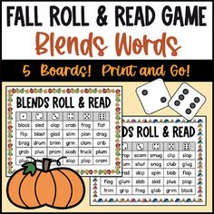 This fall phonics roll-and-read set includes 5 engaging blends words game boards! Your students will have fun playing while also practicing their phonics skills and social skills! This game encourages better decoding, fluency, and word recognition!Looking for other roll and read game boards? Check out the bundle here: Fall Phonics Roll & Read BundleLooking for individual skill boards? Check out the listings below!CVC Roll and ReadCVCe Roll and ReadBlends Roll and ReadConsonant Digraph Roll and ReadVowel Digraph Roll and ReadR-Controlled Vowel Roll and ReadClip art credit: Unstoppable Learning Roll A Pumpkin Dice Game, Fall Roll And Cover, Halloween Roll And Cover Free, Roll And Add Dice Game, Spelling Roll A Word Dice, Blend Words, Reading Games, Word Recognition, Word Games