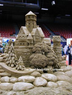 a sand castle made to look like it is on display