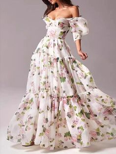 Women's Valentine's Day Maxi Dress Vintage Dress Wedding Guest Dress Floral Party Retro Daily Date Going out Zipper Strappy Half Sleeve Off Shoulder Dress Slim Pink Blue Summer Spring S M L XL XXL 2024 - $41.99 Freshman Hoco Dresses, Organza Styles, Off Shoulder Evening Dress, French Pink, Vestidos Color Rosa, Chiffon Dress Long, Maxi Dress Prom, Comfortable Room, Evening Dresses Elegant