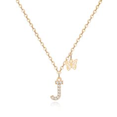 PRICES MAY VARY. ✿Size&Material: Letter J Necklace for Women. The gold chain length is 18‘’+2‘’ adjustable extension chain; Material: Made of high-quality brass, plated with 14K gold, Cubic Zirconia inlaid on the letters; with butterfly pendant; Weight: 10 grams ✿Quantity: This package includes 1 dainty chain initial necklace with exquisite box packaging. Simple style letter necklace can do multiple combinations with layered necklace. ✿Meaning: This gold chain trendy necklace has initials pendan Letter J Necklace Initials, Initial Necklace K, Necklaces With Crystals, Initials Pendant, Necklace Meaning, Burr Basket, Wag Dr, F1 Wag, J Necklace