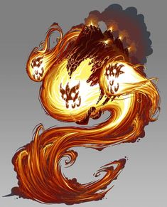 a drawing of a dragon with flames coming out of its mouth