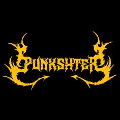 the logo for punkster, which is yellow and black with two horns on it