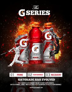 an advertisement for gatorade's energy drink, with the caption g series