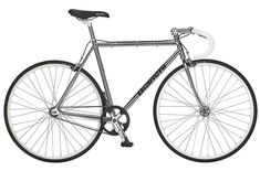 a black and white photo of a bike on a white background with no people around it