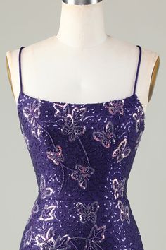 Sparkly Butterfly Dress, Early 2000s Hoco Dresses, Purple And Gold Dress Short, Purple Masquerade Dress Short, Affordable Hoco Dresses, Cute Purple Hoco Dresses, Violet Hoco Dress, Unique Hoco Dresses Purple, Purple Dance Dress