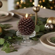 a pine cone is sitting on top of a table