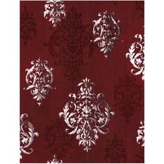 a red and white wallpaper with an ornate design on the bottom half of it