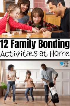 family bonding activities at home with text overlay that reads 12 family bonding activities at home