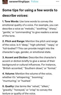 some tips for using a few words to describe voice