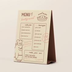 a menu card with an image of a monkey on it