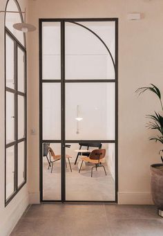 iwd-graceful-single-french-interior-with-single-sidelight-round-inside-cifd-in021 French Contemporary Interior Design, Glass Arch Door, Architectural Arches, Crittall Windows, French Door Interior, Single French Door, Arch Door, Steel French Doors, Iron Entry Doors