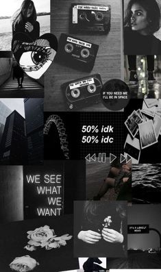 black and white collage with various images