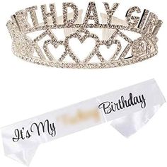 two tiaras that say it's my birthday and the other says happy birthday