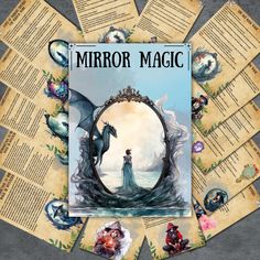 the front cover of mirror magic with an image of a woman and dragon on it