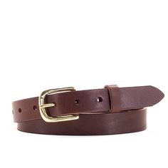 To choose your buckle, make a selection from the drop-down menu, and the picture will change to match. This warm brown leather belt has a narrow 1" (25mm) profile making it highly versatile.  Easily fitting both jeans and formal trousers, this luxurious skinny belt also makes a neat waist belt to cinch in dresses and coats. Carefully hand crafted from Italian vegetable tanned leather by a member of our small team at our London workshop;  these belts are constructed with press studs to enable buc Classic Leather Strap Belt, Classic Leather Belt For Everyday Wear, Classic Adjustable Belt For Everyday, Classic Adjustable Belts And Suspenders For Everyday, Classic Belts With Leather Strap For Everyday Use, Classic Leather Strap Belts For Everyday Use, Classic Leather Strap Belt For Everyday Use, Brown Belts With Brass Buckle For Everyday, Brown Belt With Brass Buckle For Everyday