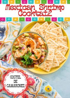 the cover of mexican shrimp cocktail with crackers