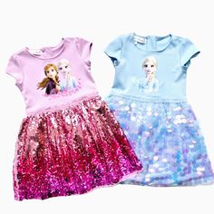 Frozen Elsa and Anna Disney Princess Sequin Tutu Dress for Girls Party Weekend Fun  -This dress is very soft with cotton lining and is comfortable to wear. Your children won’t get itchy. -Color: Lavender and Blue -Color from manufacturer: Pink  Pictures may have a little difference due to lights settings, screens' display, etc. -This is a beautiful infant baby tutu dress; your little princess will look like and feel like a real princess in this dress.         -If she wants to dress up as a littl Princess Elsa Dress, Queen Cosplay, Snow Dress, Elsa Dress, Frozen Anna, Girl Sleeves, Anna Elsa, Girls Dresses Summer, Snow Queen