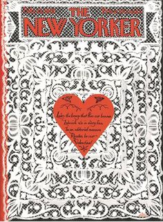 the new york times magazine cover with a red heart on white lace and black border