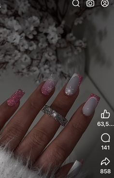 Pink Tip Nails, Subtle Nail Art, Western Nails, Subtle Nails, Christmas Nails Easy, Classy Acrylic Nails, Xmas Nails