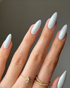 Ice Blue Nails Cinderella Nails, Grey Nail Designs, Baby Blue Nails, January Nails, Cute Spring Nails, Gray Nails, Blue Nail, Pastel Nails, Nail Arts