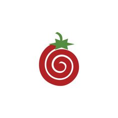 a red tomato with a spiral design on it's side and the letter o in the center