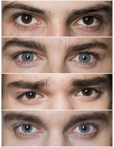 four different pictures of the same person's eyes