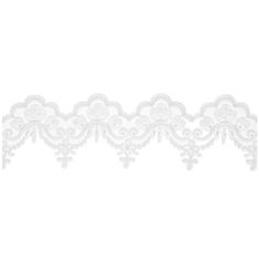 a white lace trim with flowers and leaves on it's edge, against a white background