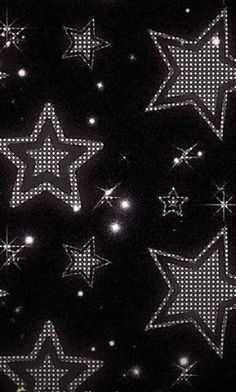 black and white stars with sparkles on them