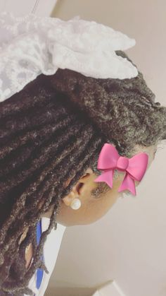 Two Bun Loc Style, Loc Styles With Bow, Easy Dreadlock Hairstyles, Locs Hairstyles Ponytails, Kids With Locs, Edges Hair, Cute Dreads, Hair Due