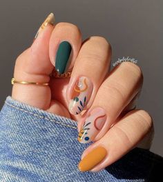 Hard Gel Nails, September Nails, October Nails, Fall Nail, Floral Nails, Chic Nails