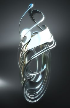 an abstract silver object on a black background