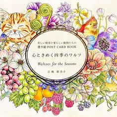 an image of a card with flowers and cats