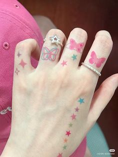 Rh Fits, Stickers Colorful, Pink Tattoo, Funky Tattoos, Cute Tattoo, Kawaii Tattoo, Blue Tattoo