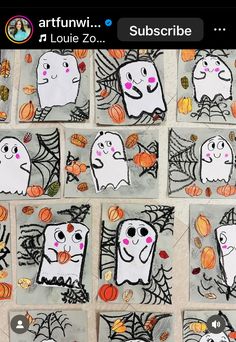 some paper cut outs with ghost faces and pumpkins on them