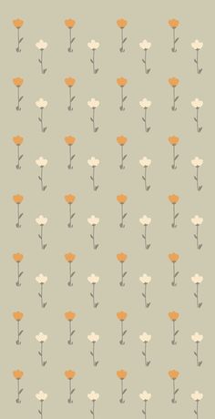 an orange and white flower pattern on a gray background