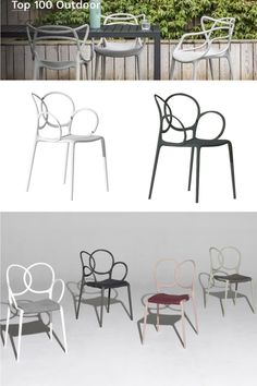 four different types of chairs sitting on top of each other