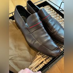 Vintage Gucci Loafers Size 9.5 D Immaculate Condition Vintage Gucci Loafers. Classic Gucci Ribbon And Leather Is In Excellent Shape. Slight Heal Drag On The Shoe Heals. Gucci Loafers, Gucci Shoes, Vintage Shoes, Loafer Shoes, Vintage Gucci, Loafers, Men's Shoes, Slip On, Gucci