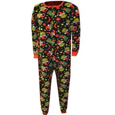 Time to feel Grinchy! This union suit style pajama for women features the much loved Grinch Who Stole Christmas on a black micro plush background with Christmas presents and stockings. There is even a drop seat that says 'Merry Whatever'. Machine washable and easy care. Missy cut. Size: M.  Gender: female.  Age Group: adult. Merry Whatever, Womens Onesie, Grinch Pajamas, Dr Seuss Grinch, Grinch Who Stole Christmas, Union Suit, Plus Size Sleepwear, Adult Pajamas, Onesie Pajamas