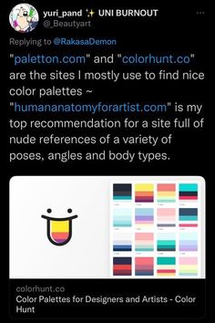 an instagramt with the caption'color palettes for artists'on it