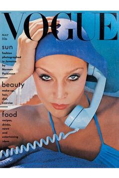 a magazine cover with a woman on the phone