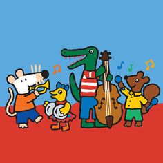 an image of cartoon animals playing music together