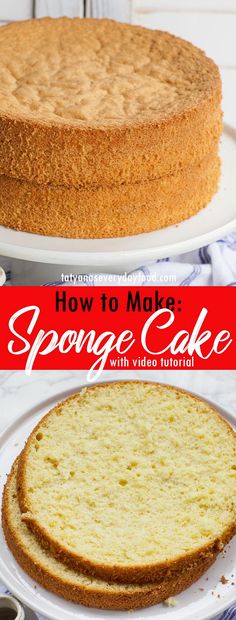 how to make sponge cake with video instructions on the top and bottom, in two pictures