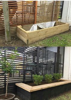 two pictures side by side showing the same planter