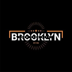 the brooklyn logo is shown in black and orange, with an orange border around it