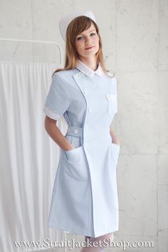 Cute Blue Nurse Uniform with Short Sleeves AND Nurse cap Very breathable 100% High Quality Cotton. The Uniform has two deep pockets at the sides and one smaller chest pocket. Equipped with a rubber welt at back and 2 welts fastened on buttons at sides, to ensure a perfect close fit. Size S Bust 90cm (35.4inch) Waist 70cm (27.5inch) Hips 96cm (37.7inch) Size M Bust 98cm (38.5inch) Waist 78cm (30inch) Hips 104cm (41inch) Size L Bust 105cm (41inch) Waist 86cm (34inch) Hips 112cm (44inch) More sizes Nurse Clothing, Hospital Scrubs, Nurse Dress, Nurse Uniforms, Medical Hospital, Nurse Cap, Hospitality Uniform, Plum Dress, Uniform Dress